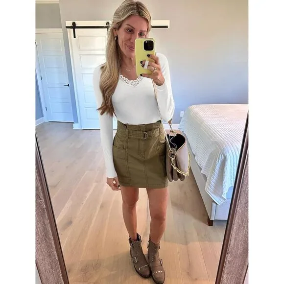 Long Sleeve Women Lace V Neck Ribbed Fitted Blouse Casual Work Top - Picture 9 of 9